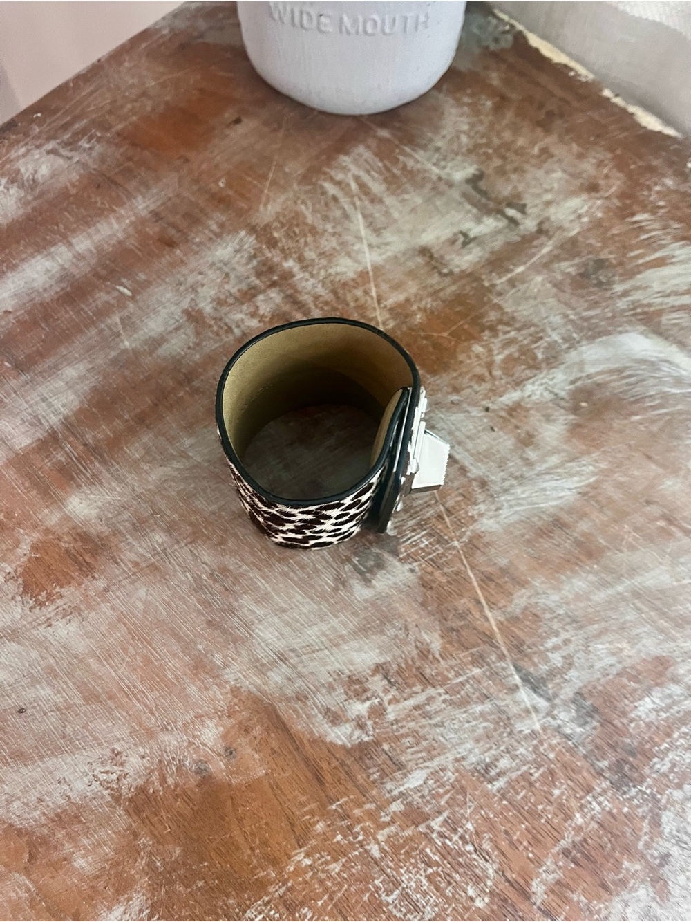 Ann Taylor Leopard Print Cuff Bracelet with Silver-Tone Hardware - Picture 2 of 7